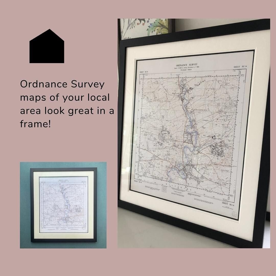 A simple but effective frame and mount to complement the OS map. Art Glass used to give UV protection and minimal reflection  #ordnancesurvey #mapframe #osmaps #farnhamframing #personalisedgifts #localmap