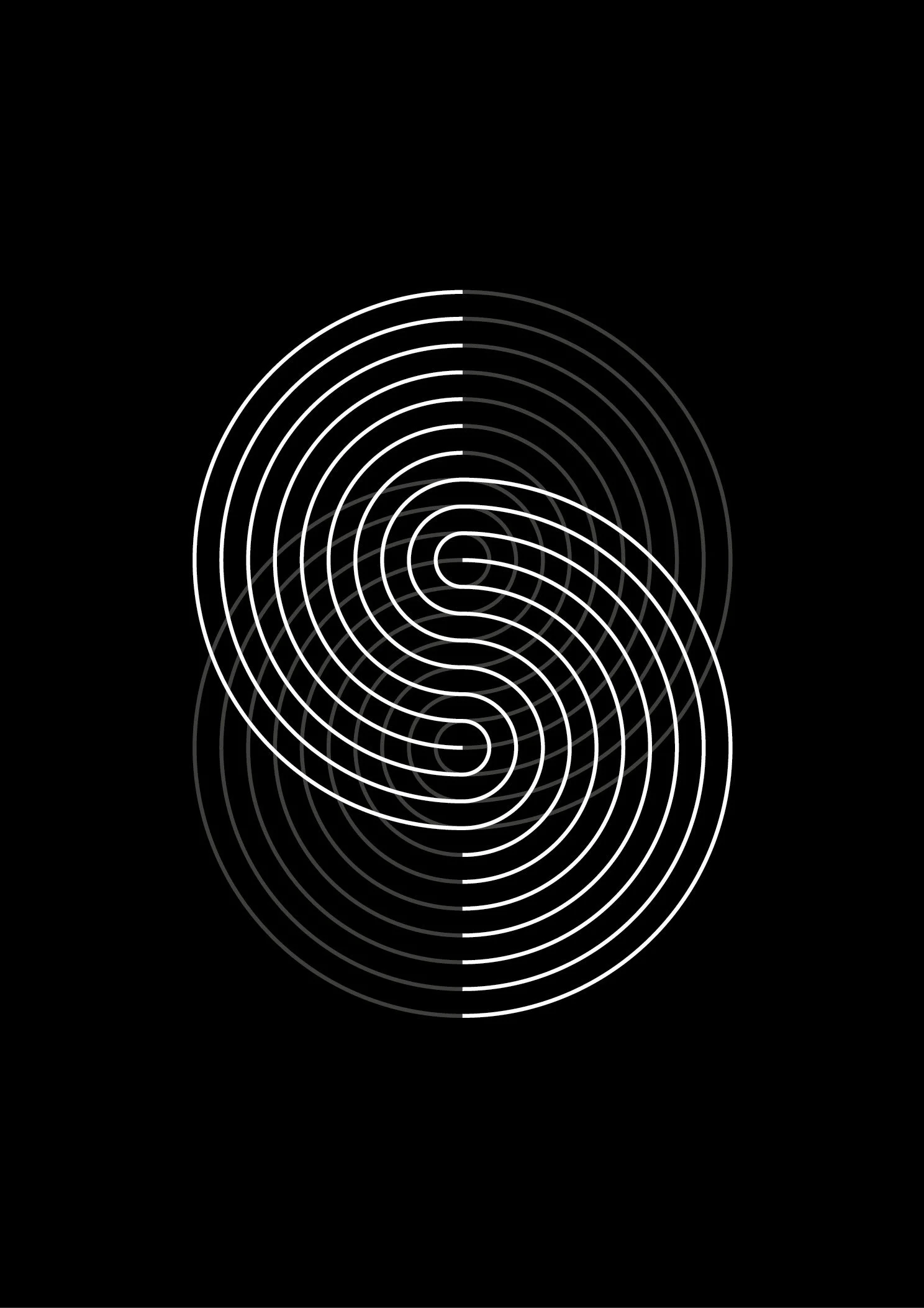 White fingerprint pattern on a black background.