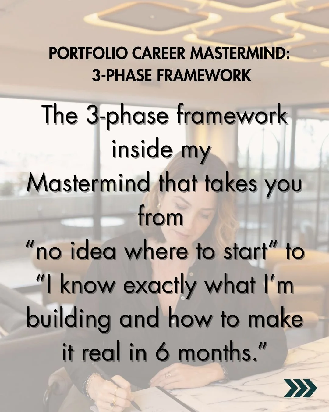 Ready to build a portfolio career that gives you freedom, flexibility and financial security - without risking financial security or winging your way through it?

Here&rsquo;s the 3-phase framework inside my 6-month Mastermind that takes you from &ld