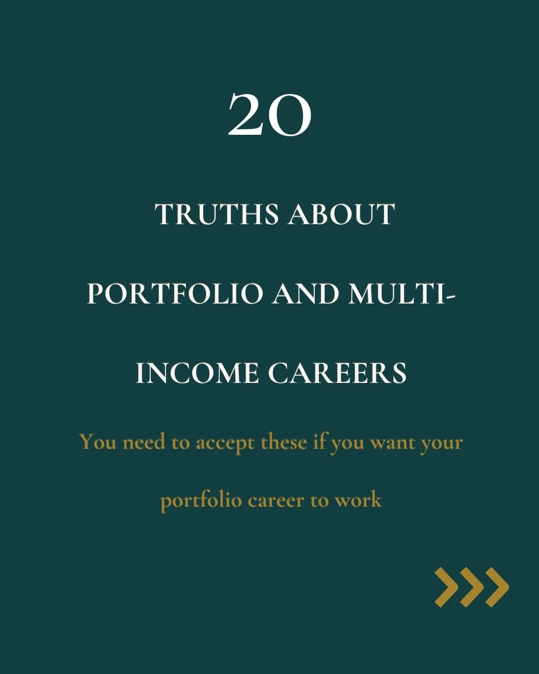 20 Brutal Truths About Portfolio and Multi-Income Careers

Accept these if you want your portfolio career to actually work:

👉 1. No one is coming to design this for you.

👉 2. Multiple income streams still require focus and discipline.

👉 3. You 