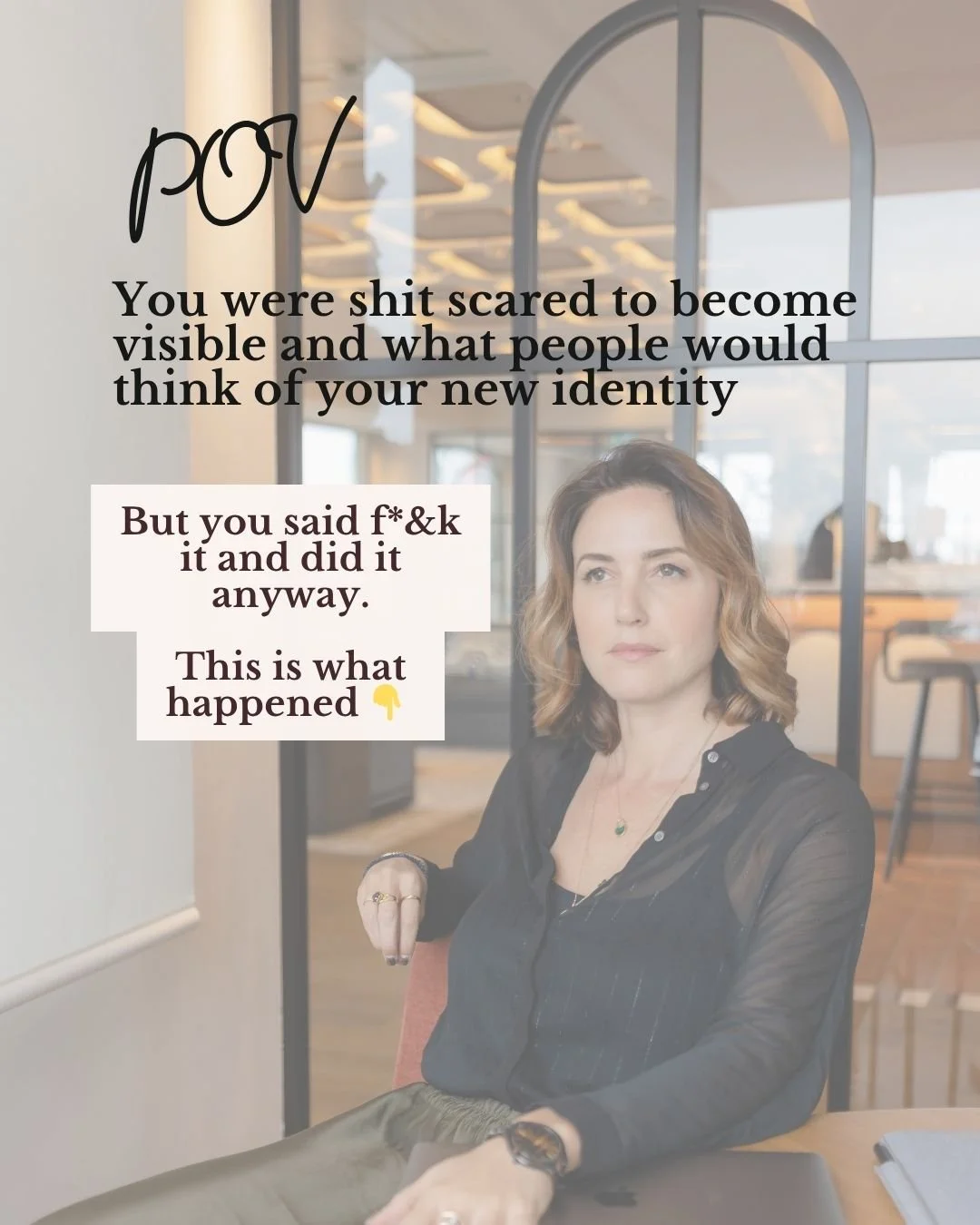 POV: You were shit scared to become visible and what people would think of your new identity...

But you did it anyway.

And now you attract your kinda people;

👉Go getters

👉People who desire more fulfilment

👉A career that motivates and drives y