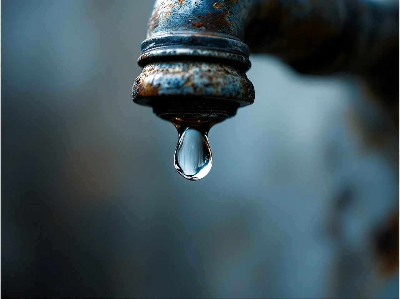 Close-up of a dripping faucet in Edmond, Oklahoma, showing water leak issues that require professional faucet repair.