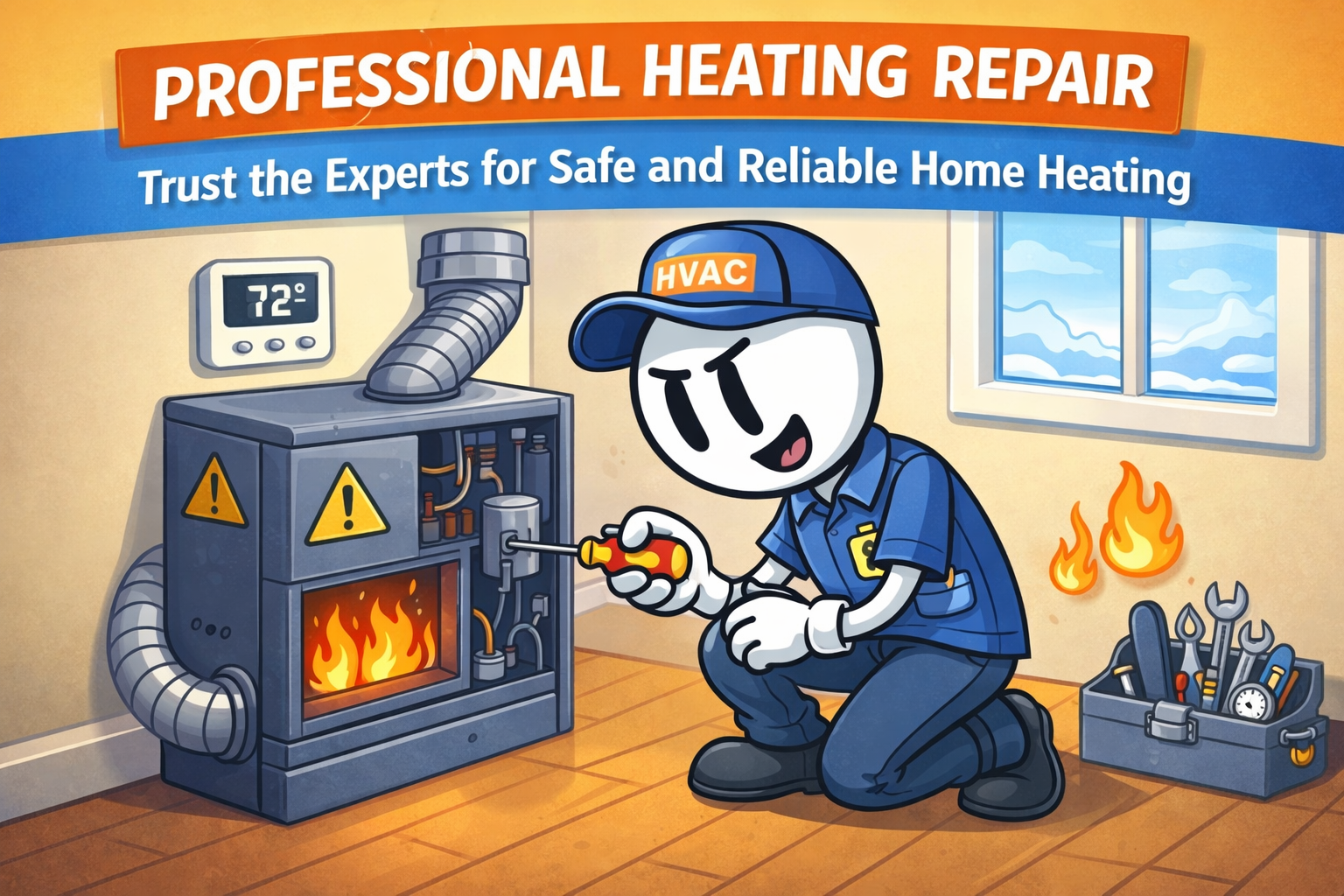 A licensed HVAC technician performing professional heating repair in Edmond, Oklahoma, highlights the importance of expert service for safe and reliable home heating.