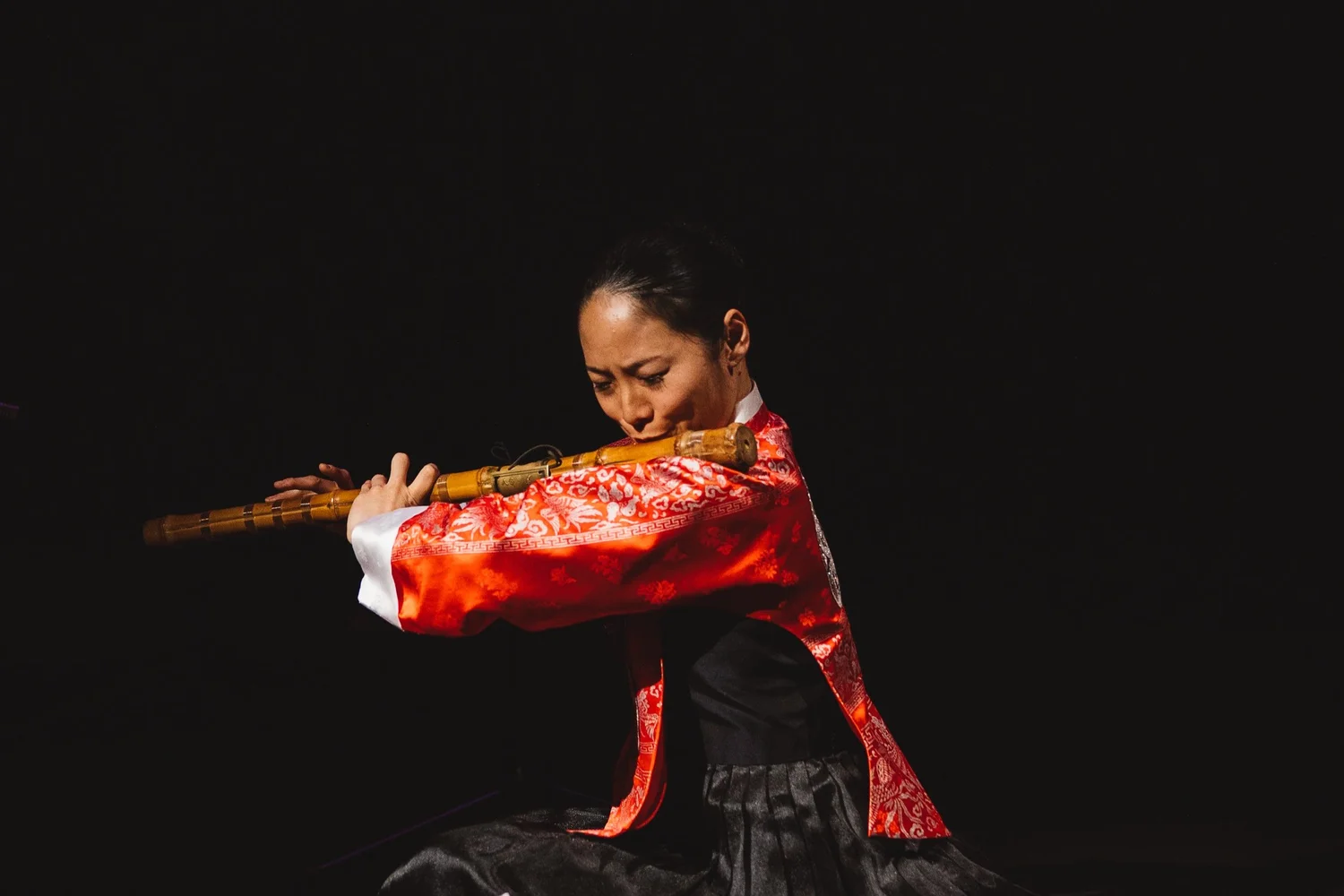 Daegeum, the large Korean bamboo flute, played by Dr Hyelim Kim of the Shilla Ensemble