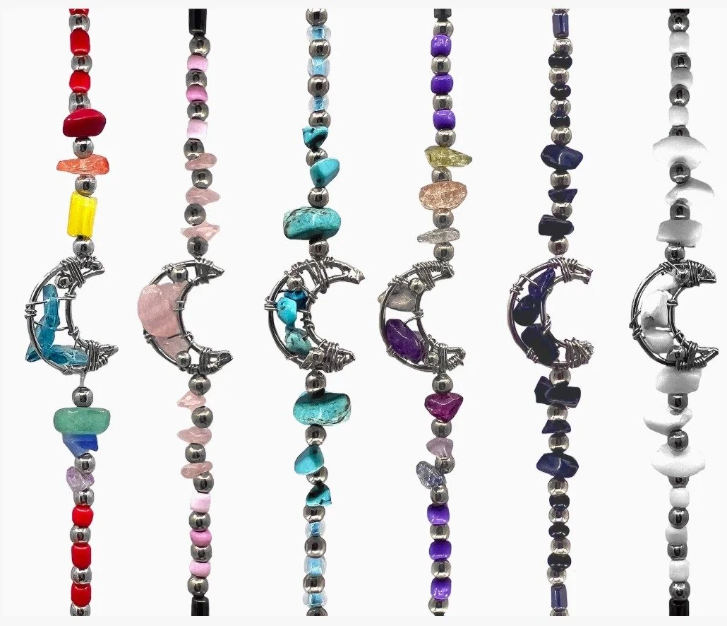 Wire Wrapped Moon Chip Stone Bracelet