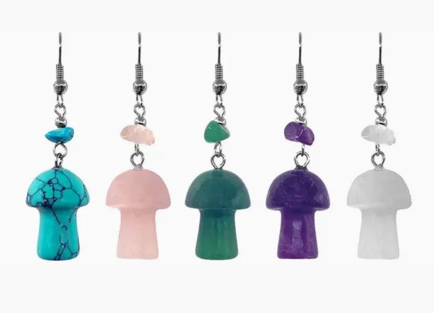 Mushroom Tumbled Stone Dangle Earrings