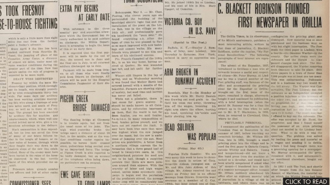 Newspaper article excerpt with a pop-up of photographer Alan Capon, as if he is taking a snapshot of the paper. There is a link which directs the user to the newspaper.