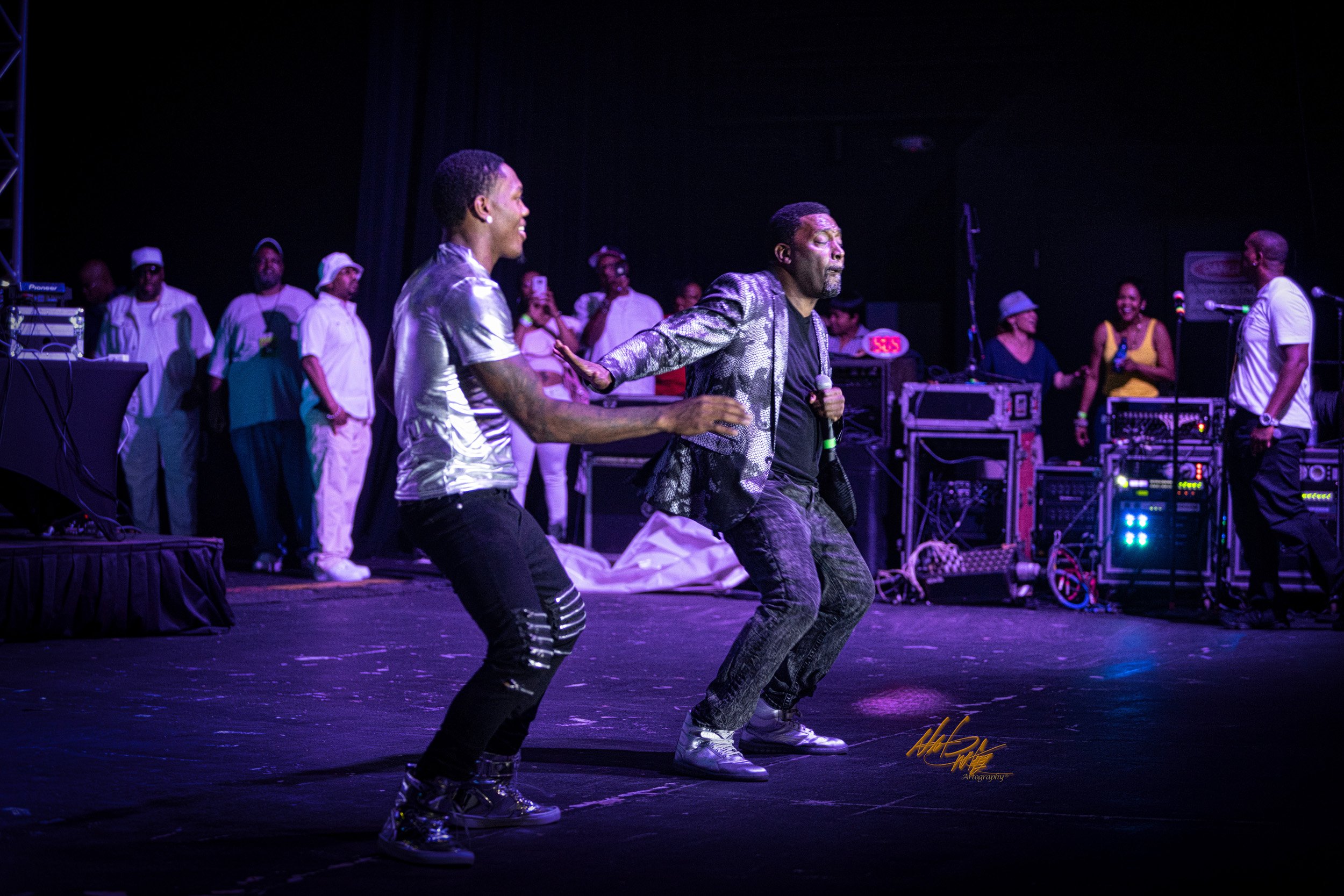 Rap Icon Big Daddy Kane tearing up the stage during a performance in Atlanta, GA.
