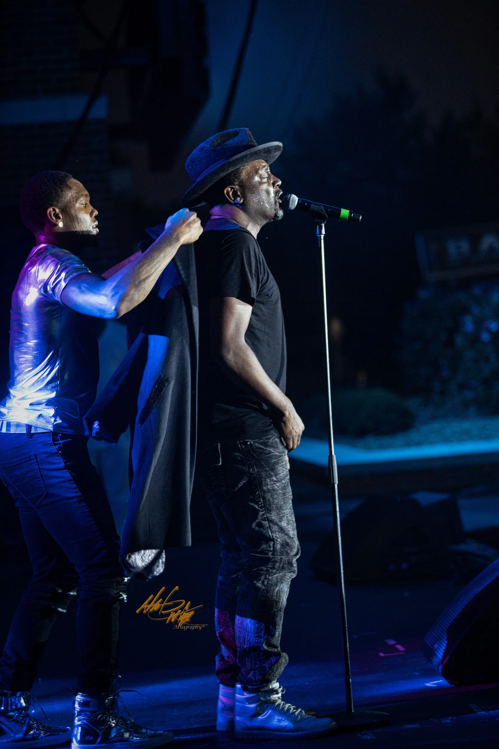 Rap Icon Big Daddy Kane tearing up the stage during a performance in Atlanta, GA.
