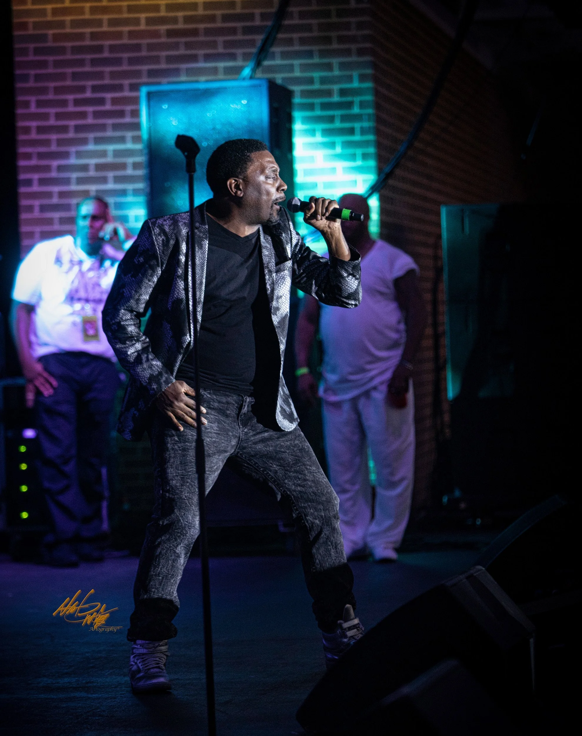 Rap Icon Big Daddy Kane tearing up the stage during a performance in Atlanta, GA.
