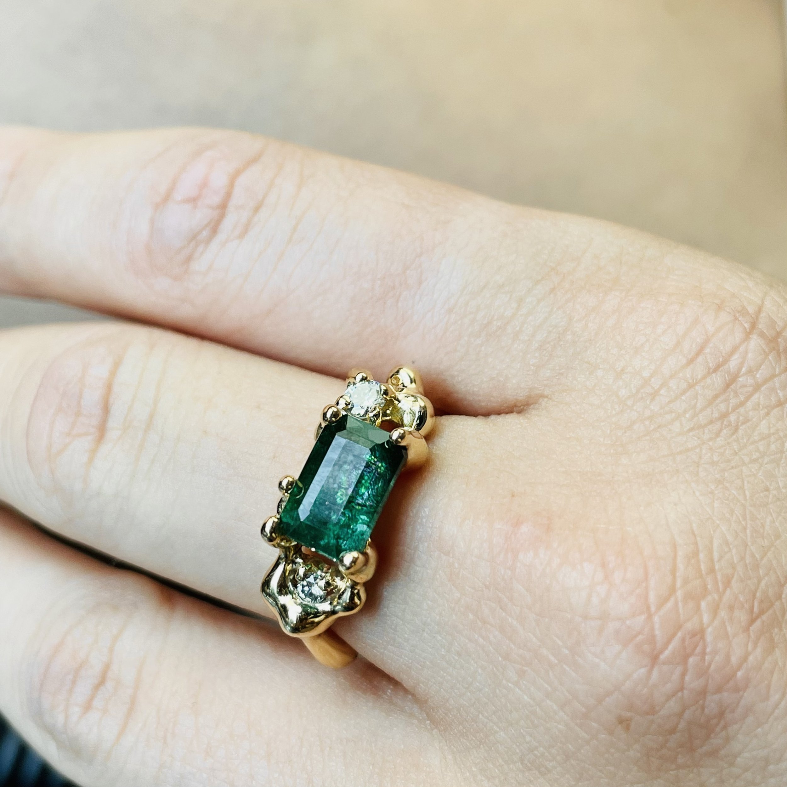 Inspired Gold Emerald Stone Ring