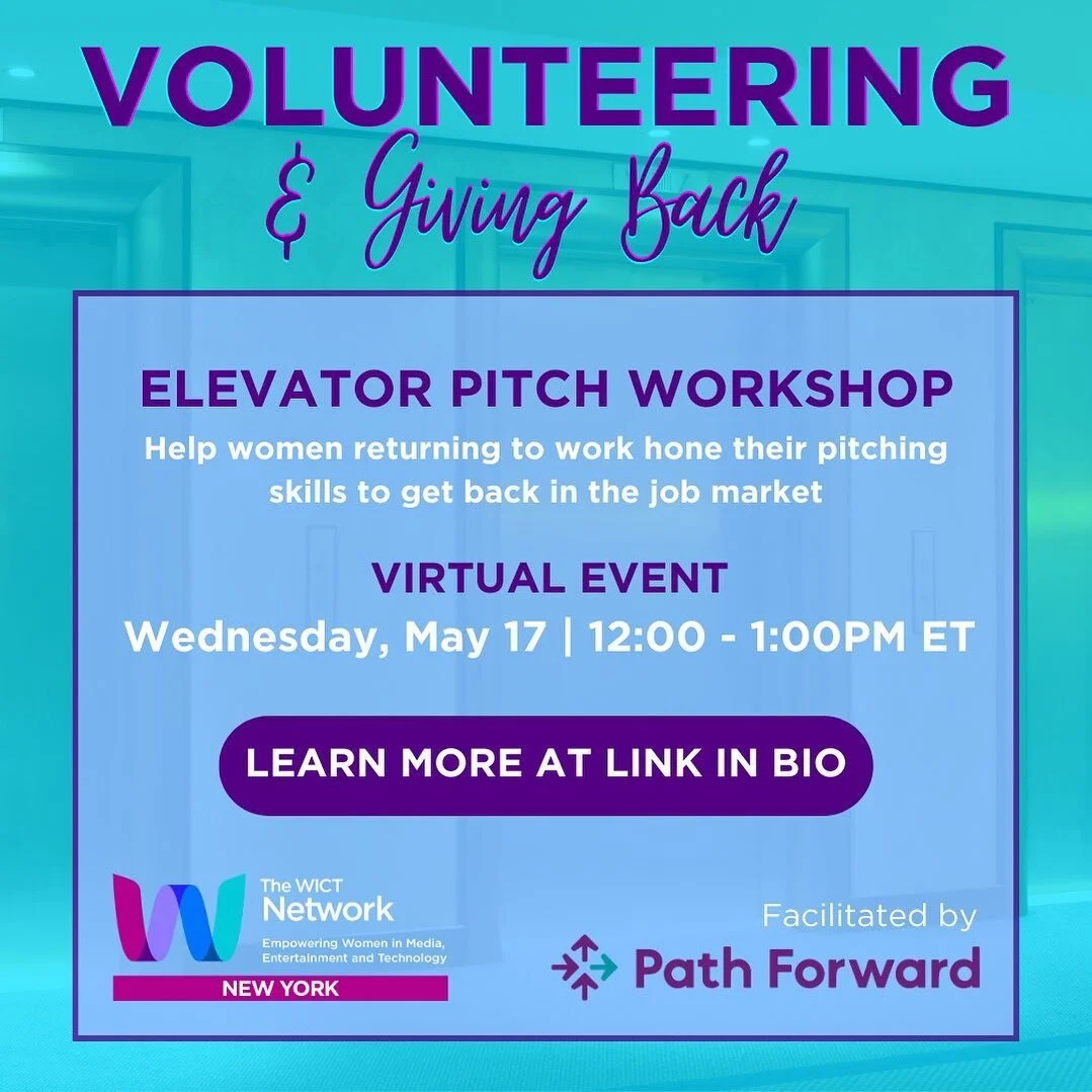Help women who are returning to the workforce! 💪 Sign up at the link in bio to volunteer for #WICTNY's Elevator Pitch Workshop facilitated by @pathfwd.