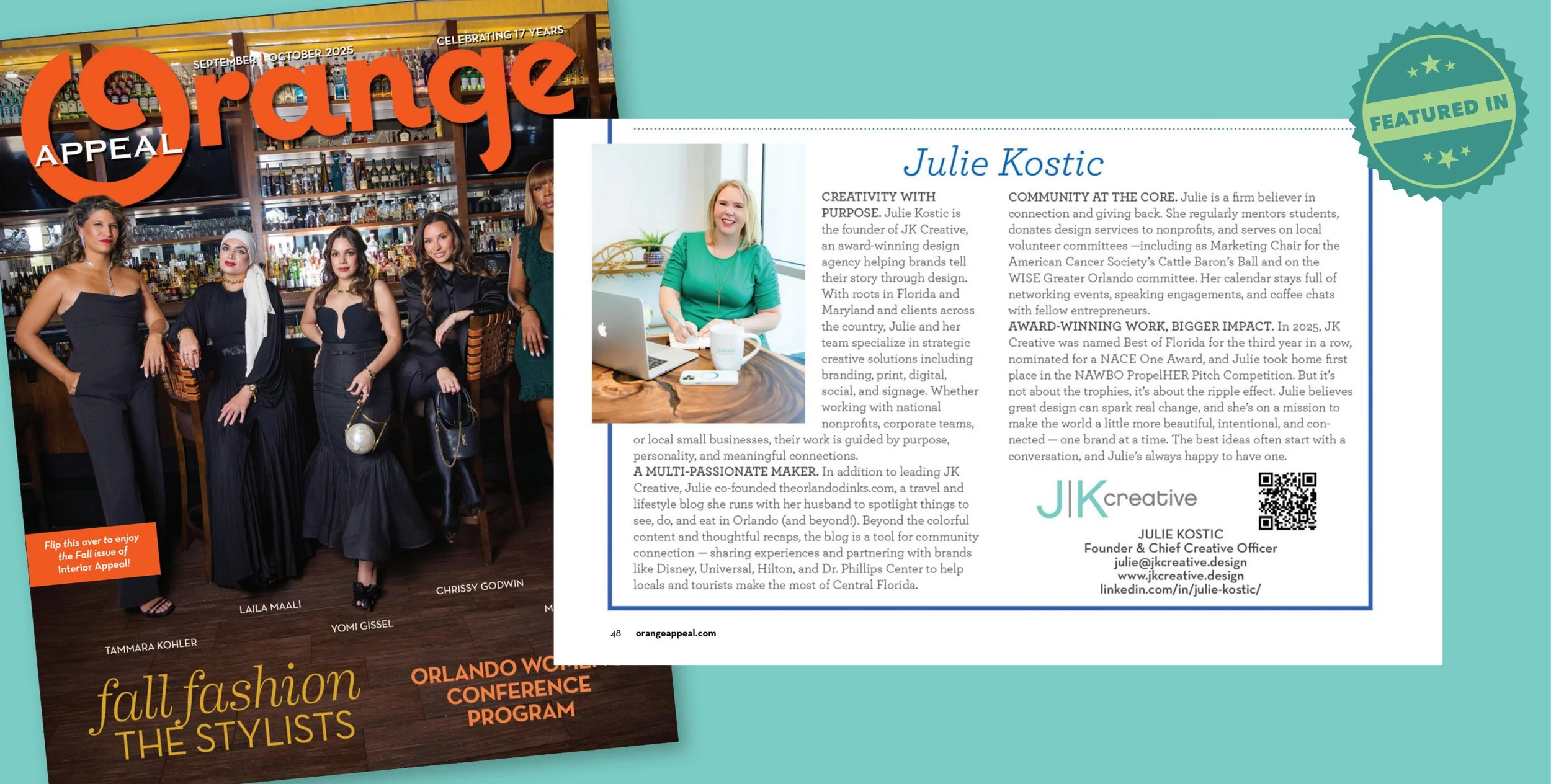 Julie Kostic Featured in Orange Appeal Magazine