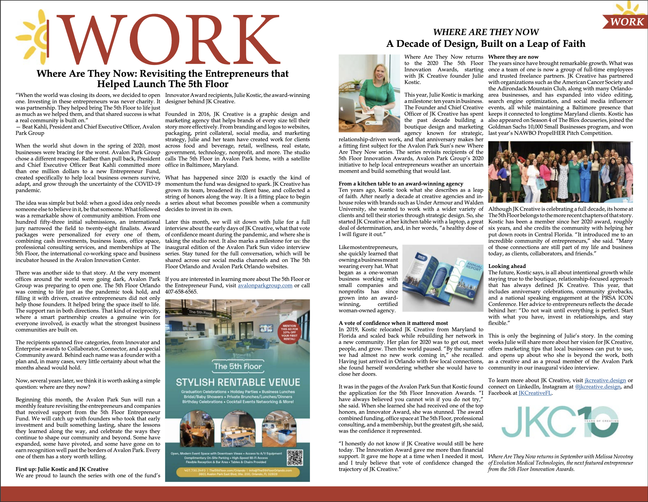 A Decade of Design: JK Creative Featured in Avalon Park Sun