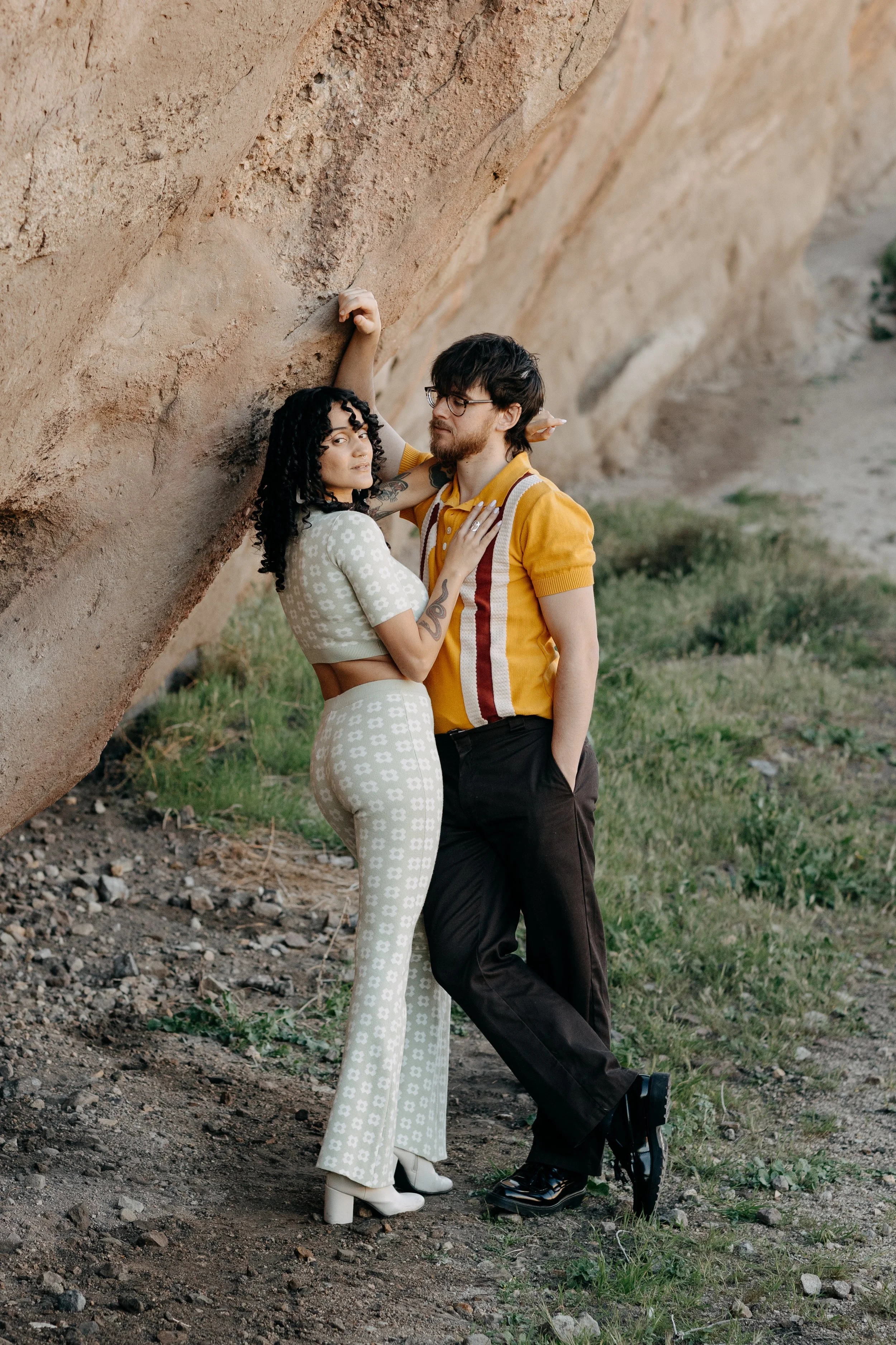 La Petite Photo Vasquez Rocks Desert engagement couple vintage