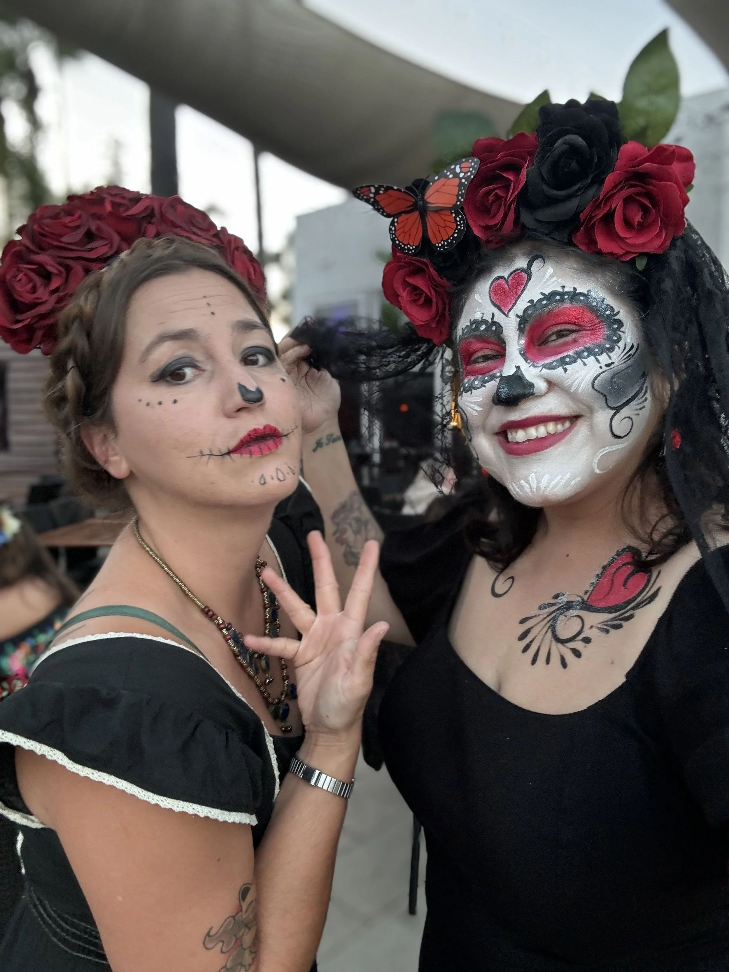 La Petite Photo Margot with her friend celebrating Dia de los Metros