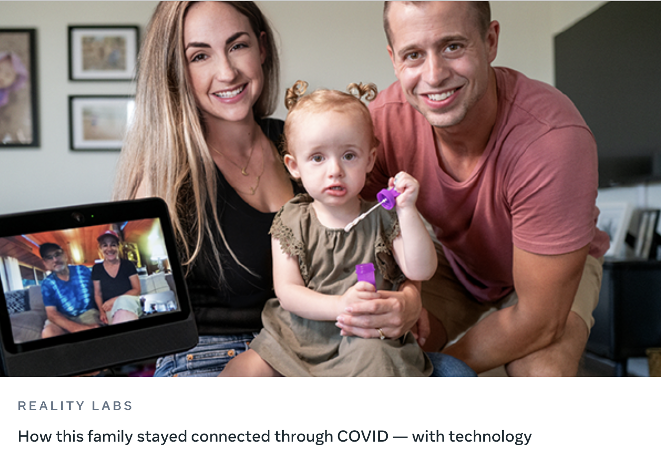 Photo illustrates how families use tech to stay connected.