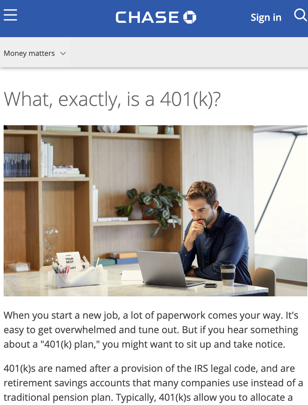 An article produced by Steven Gray's JPMorgan Chase team to boost financial literacy.