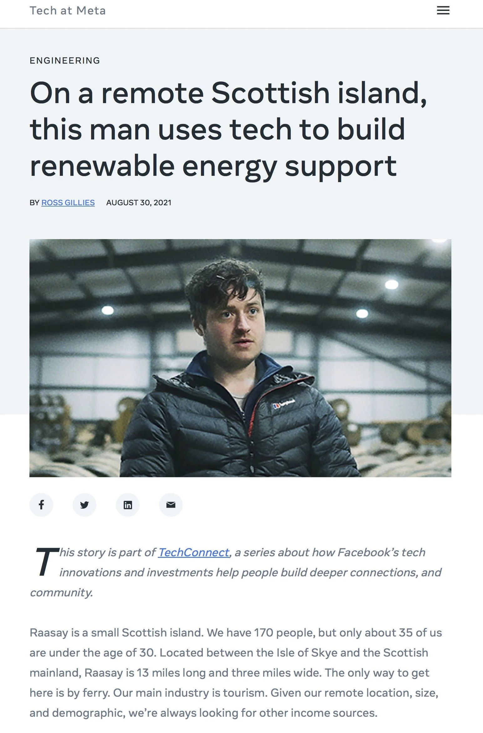 An article from Steven Gray's human-centered storytelling campaign at Meta.