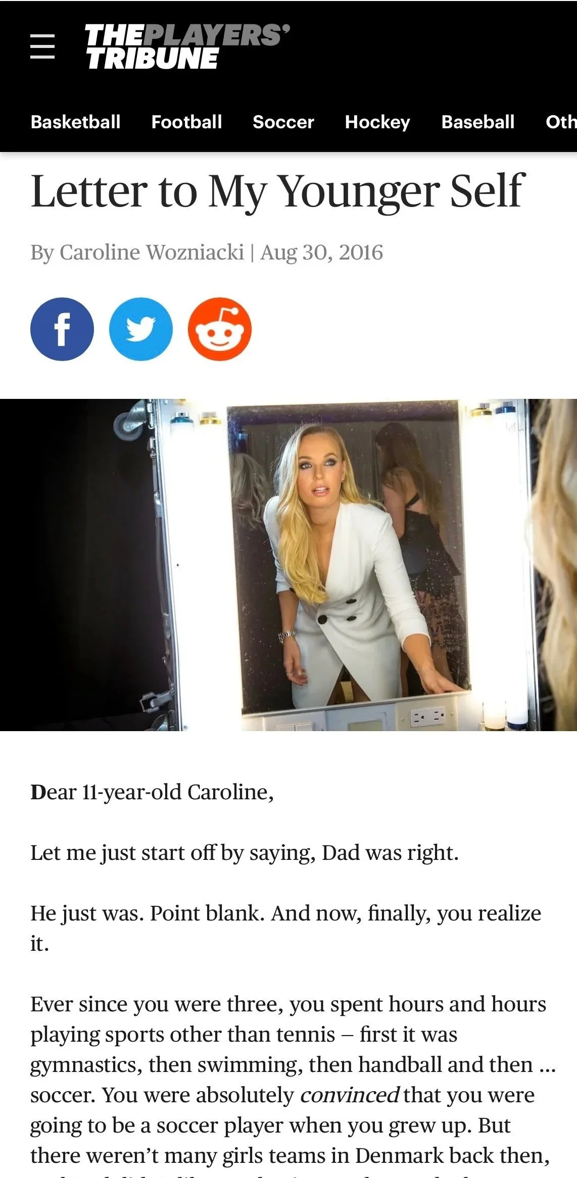 Tennis star Caroline Wozniacki writes for JPMorgan Chase and The Players' Tribune.