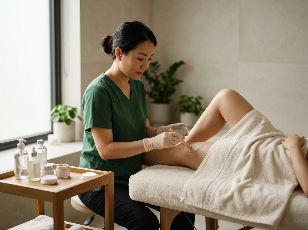 doing a leg wax with hard wax or soft wax