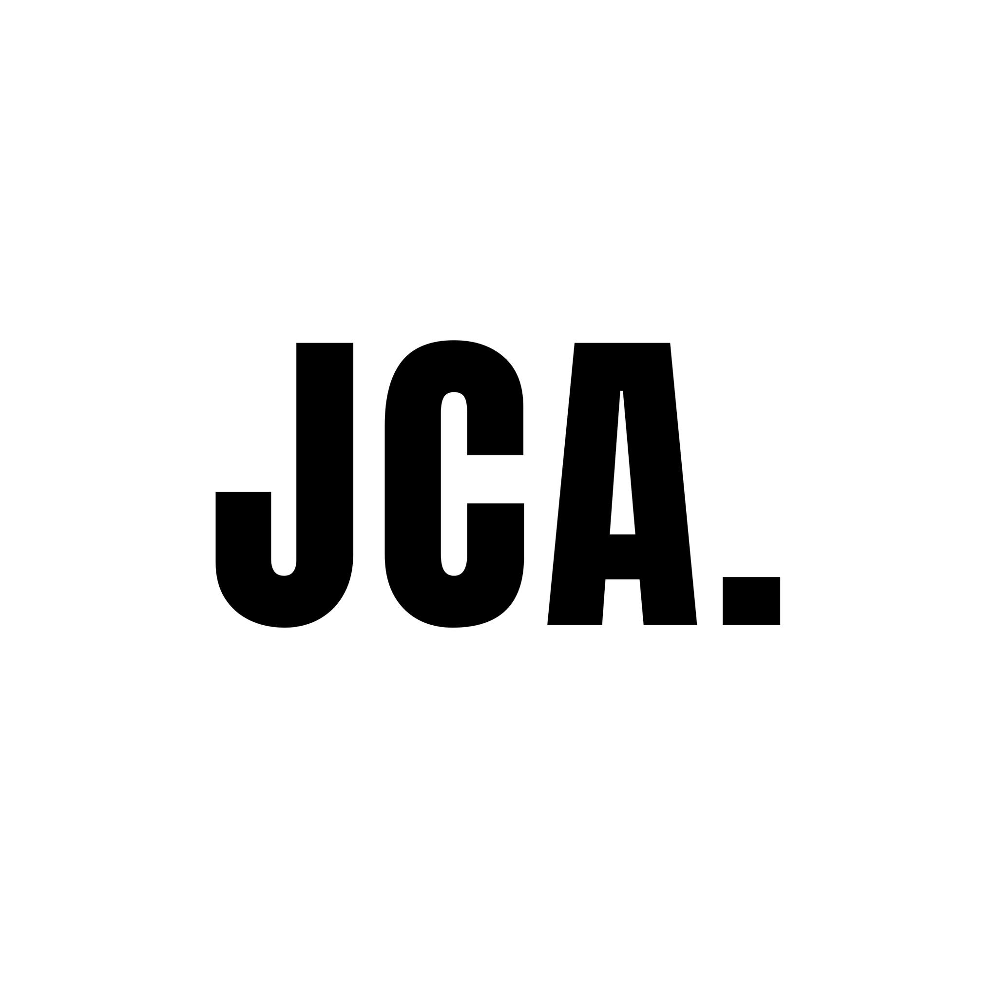 Black text on a white background that says 'JCA.'