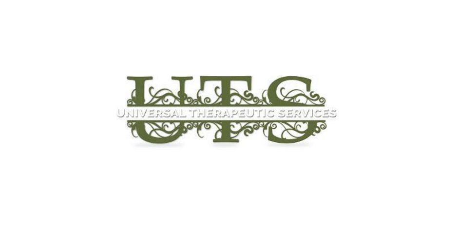 Logo for Universal Therapeutic Services featuring the initials 'LTC' with decorative flourishes in green and white.