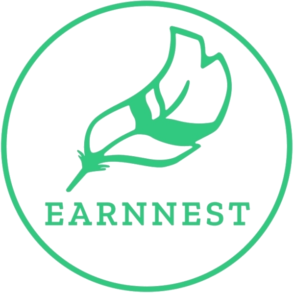 A stylized green leaf in a circular logo with the word "EARNEST" underneath.