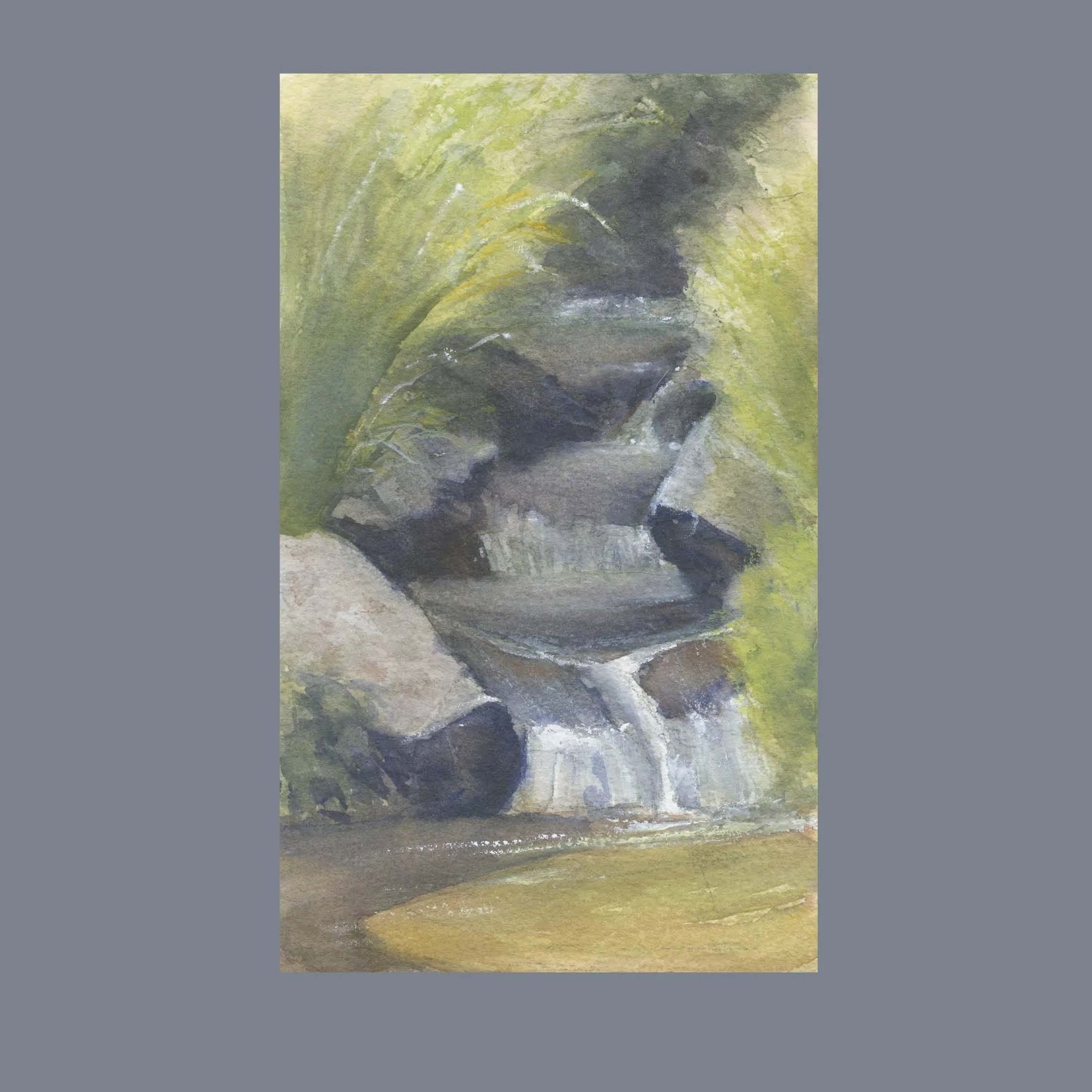 Watecolor of small stream in the California foothills.