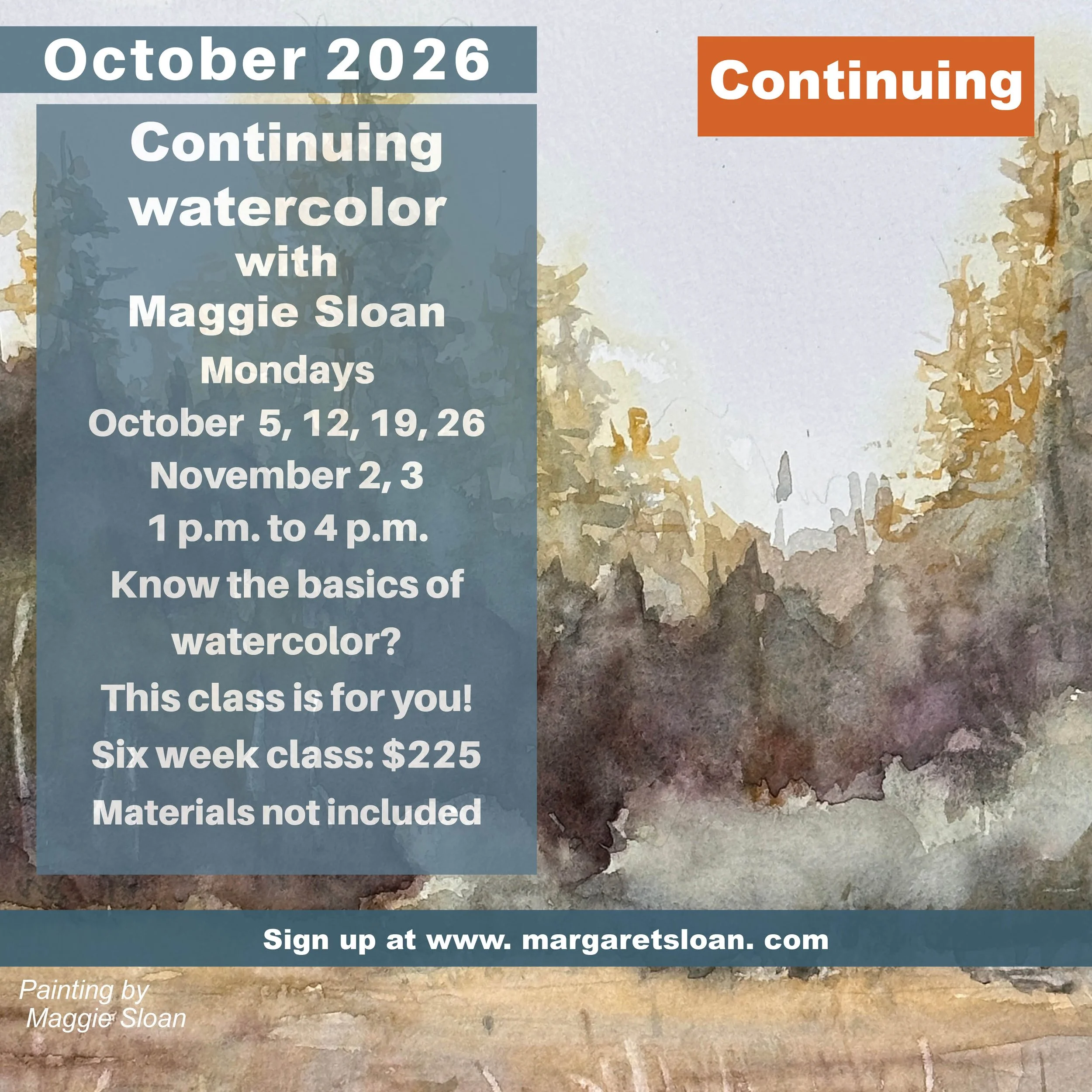 October 2026 Continuing In-Person Watercolor Class (Copy)