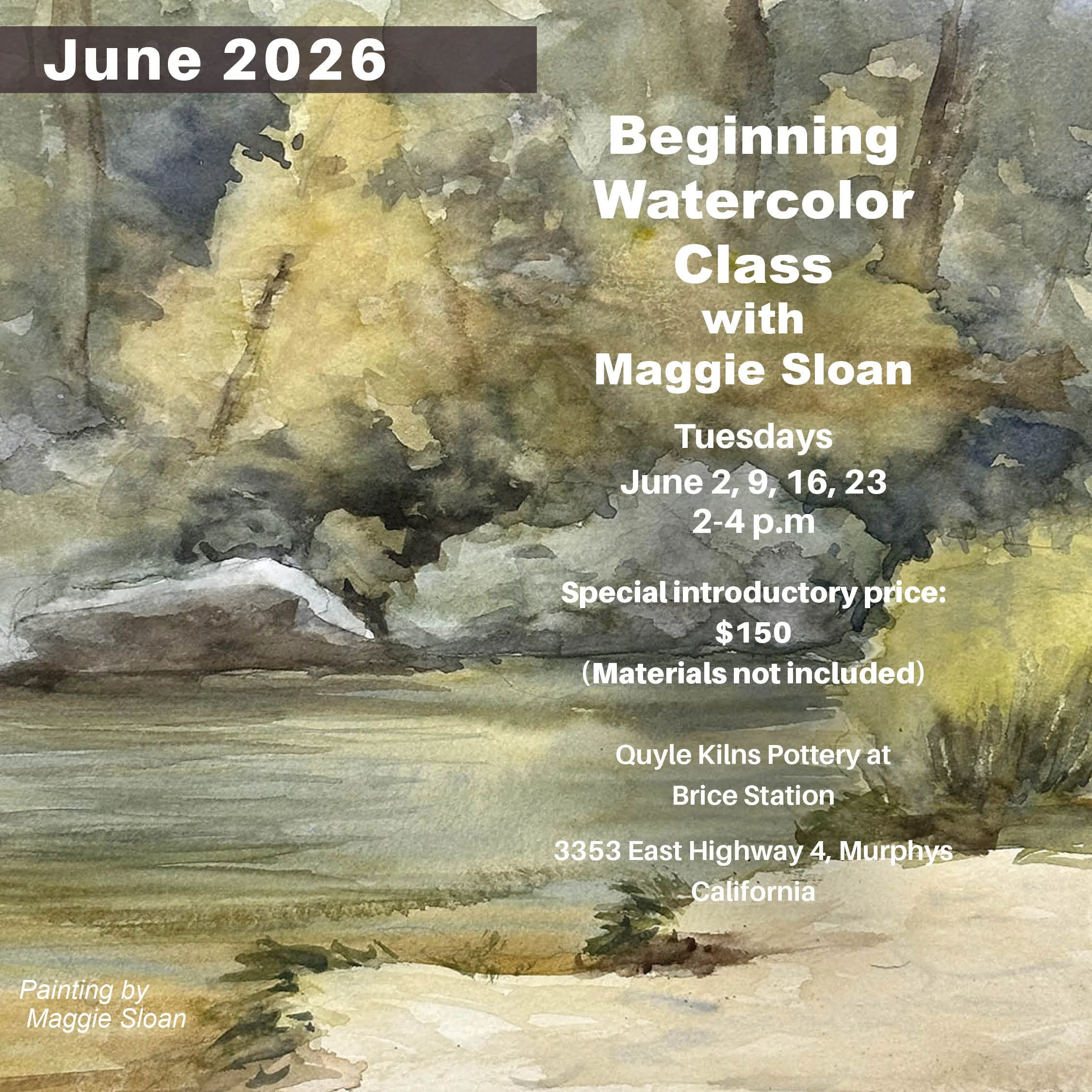June 2026 Beginning In-Person Watercolor Class