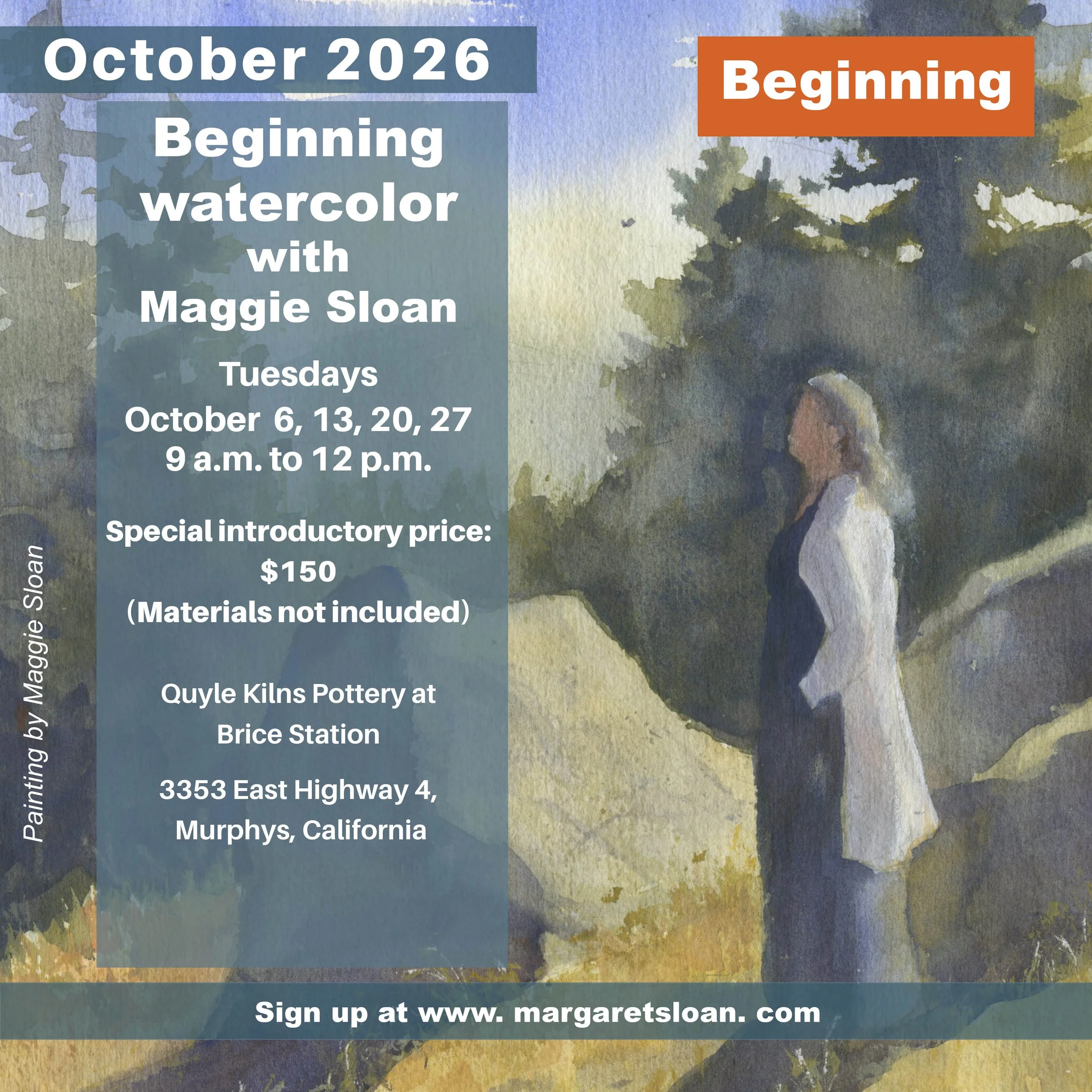 October 2026 Beginning In-Person Watercolor Class