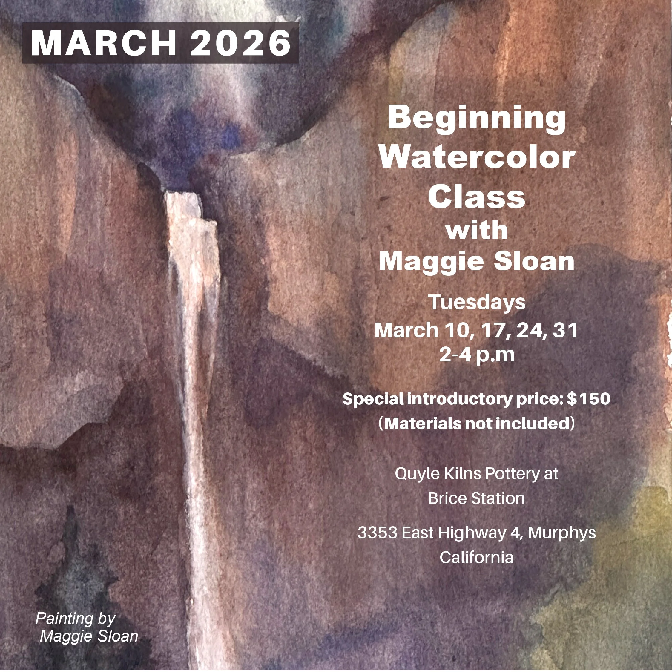 March 2026 Beginning In-Person Watercolor Class