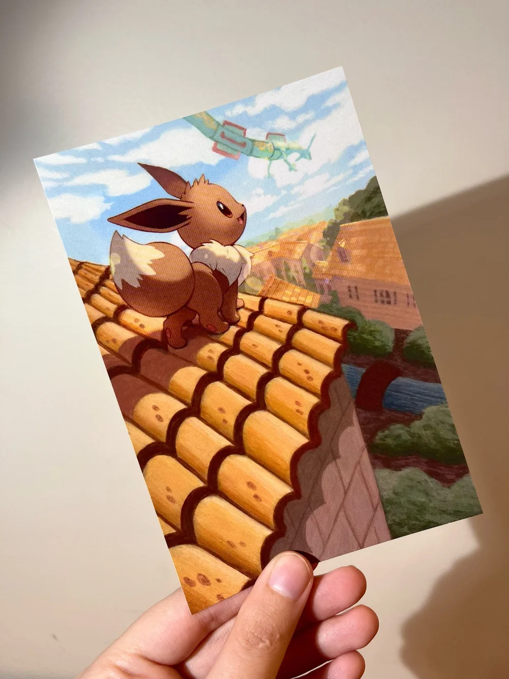 Eevee & Rayquaza Wall Print — hollypaintscards