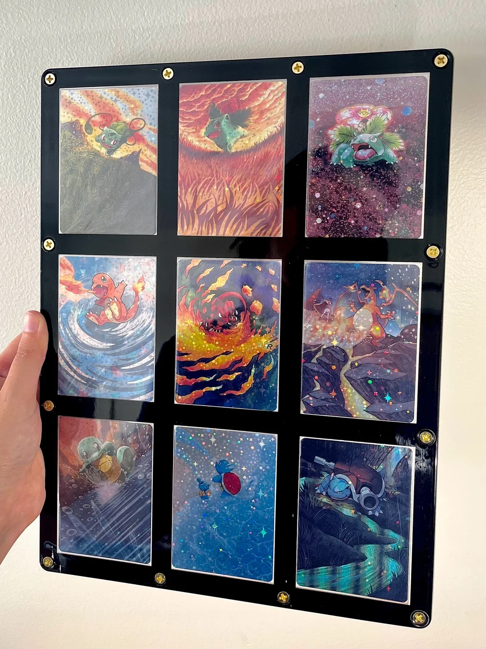 Kanto Starters 9-Card Framed Set — hollypaintscards