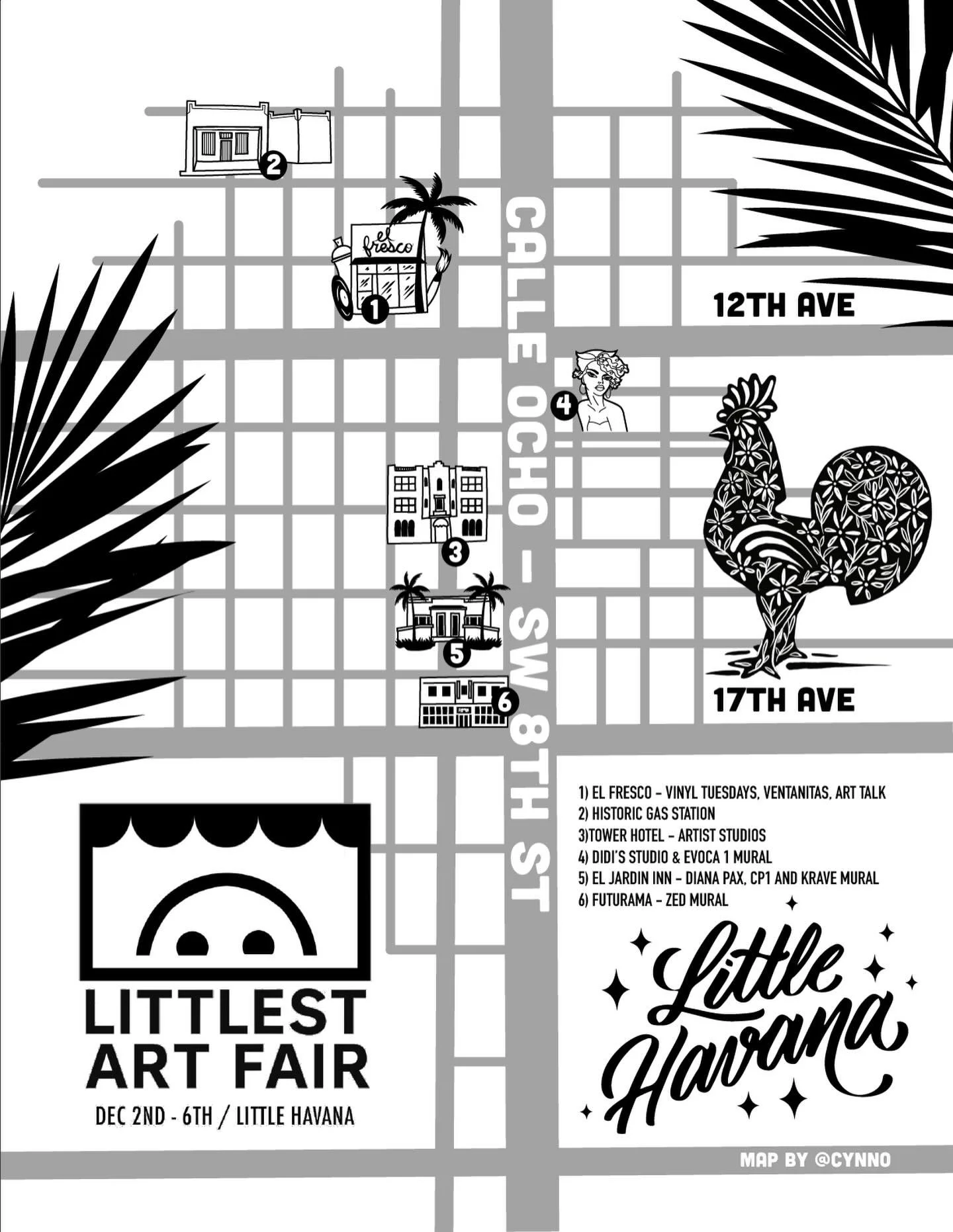 Custom map of Calle 8 for @thelittlestartfair, happening this week in Little Havana! Swing by @elfresco_miami this week to snag artwork by @cynno and other artists, and check out @thelittlestartfair page for more events and pop ups!