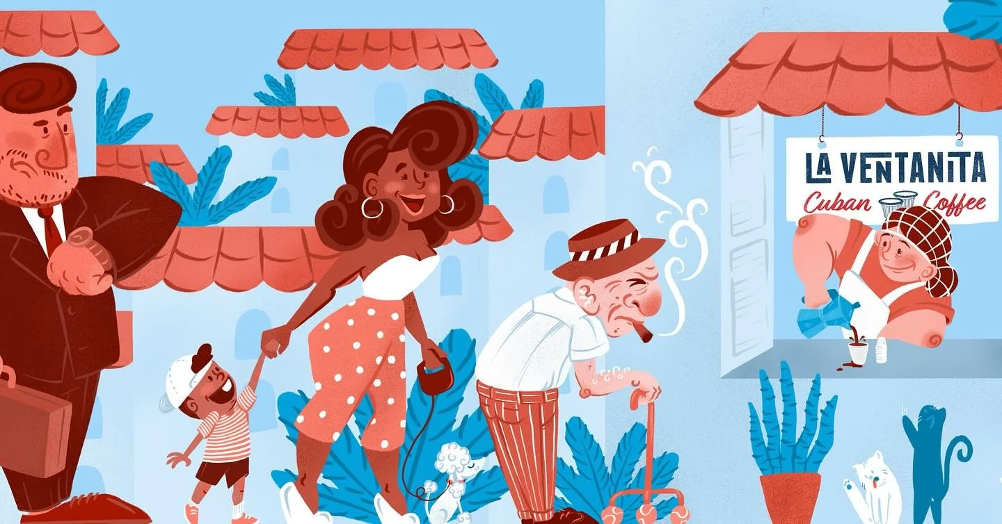 An original ventanita illustration by @cynno for a temporary window wrap - miss seeing this baby in Miami Beach!