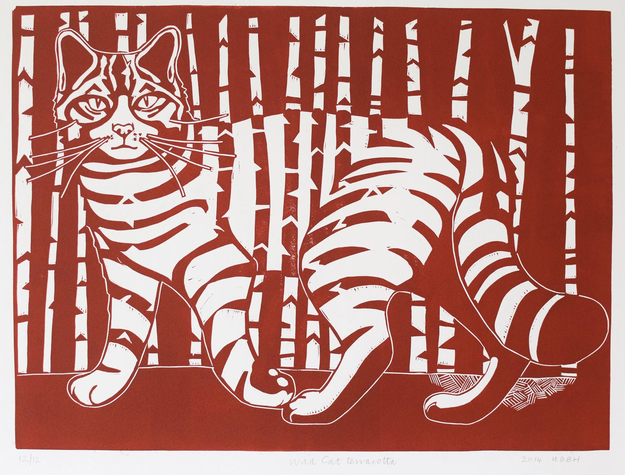 Title: Wild Cat - Lino Print 2013