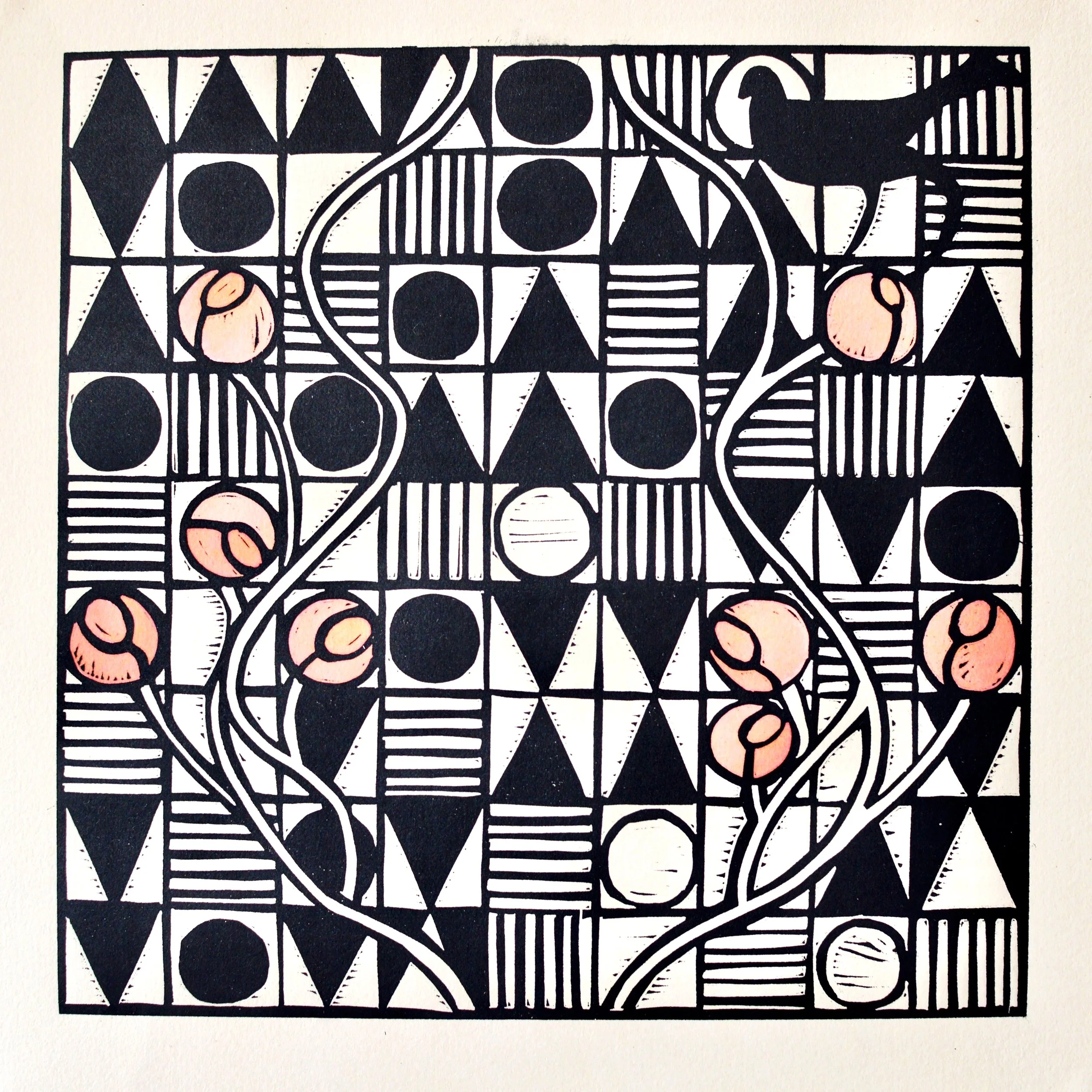 Title: Mackintosh - LinoPrint - 40 x 40cm Printed on Fabriano 2020