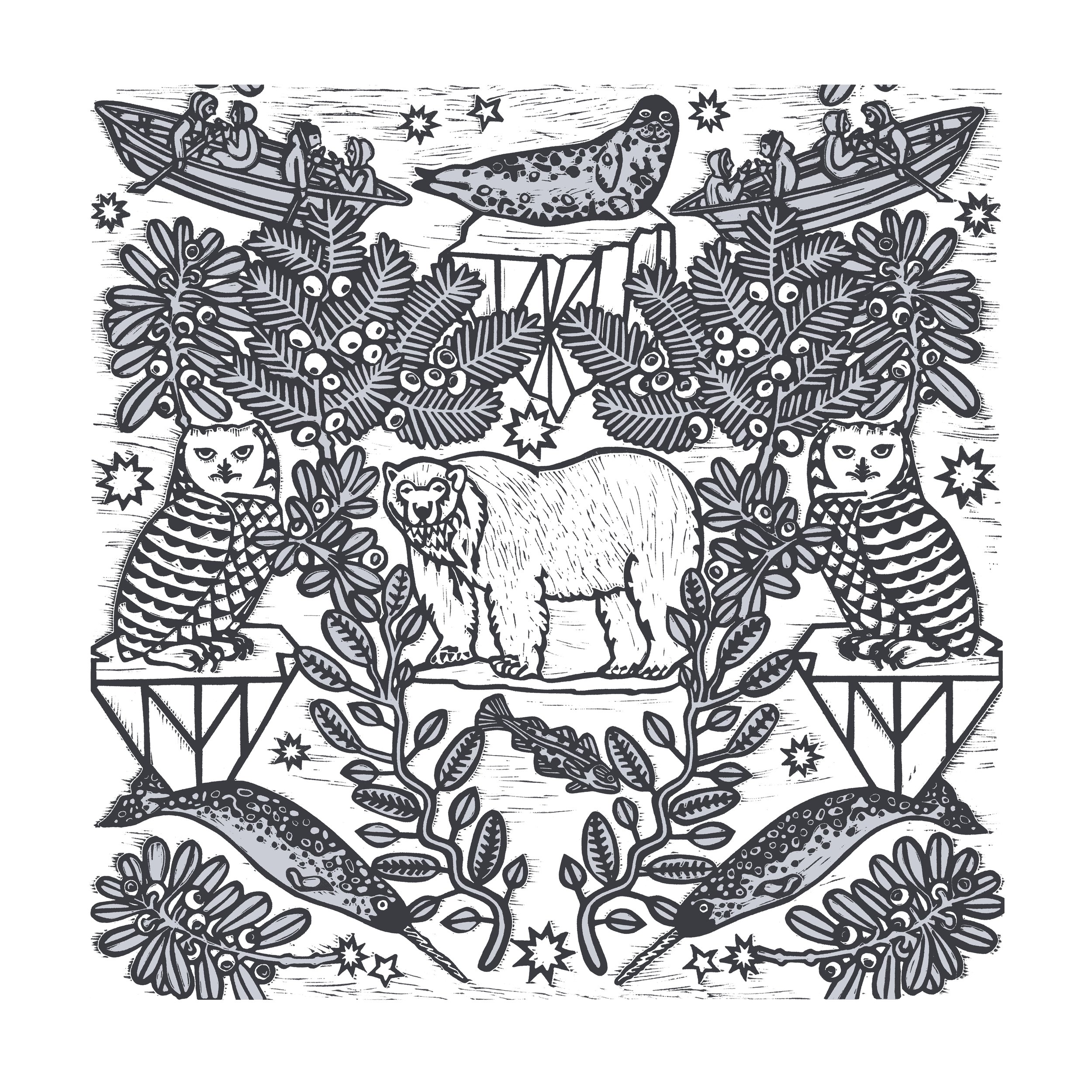 Title: North Star - Isobel Wylie Hutcheson - Lino Print 2018