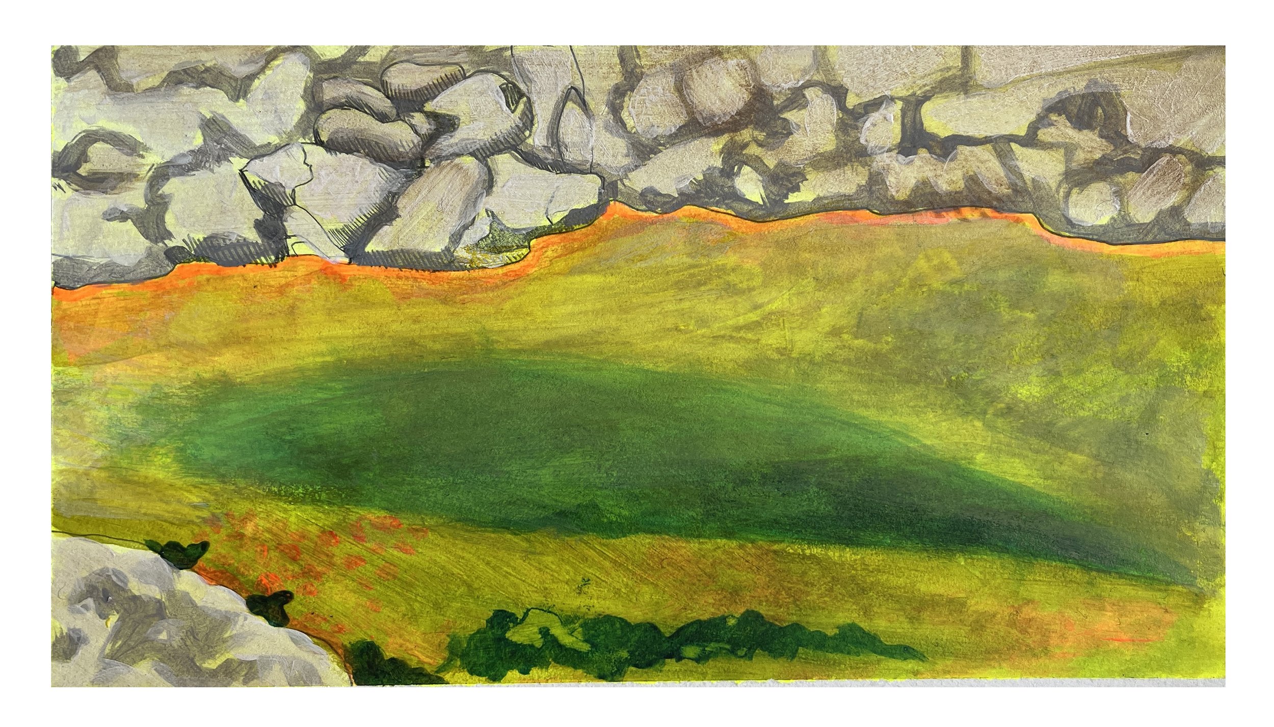Rock Pool 01 - acrylic and ink - 2025