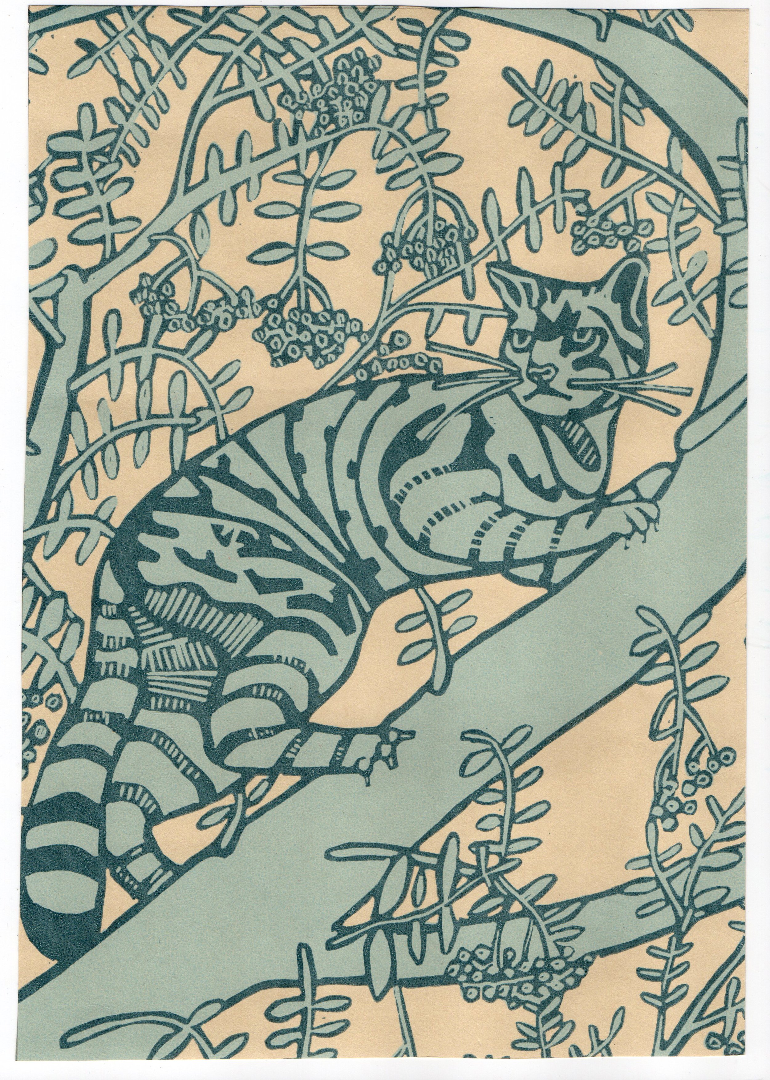 Title: Endangered Animals - Lino Print - Wallpaper repeat 2013 (detail)