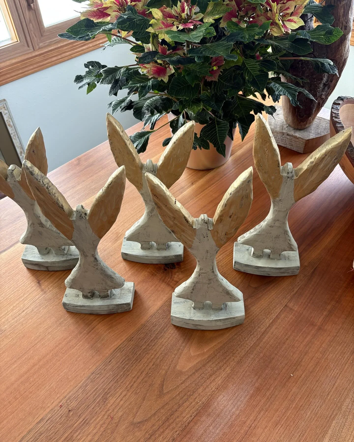 Last delivery sold out. 😇 More angels soaring in today. Carved and painted by Dave and Linda.