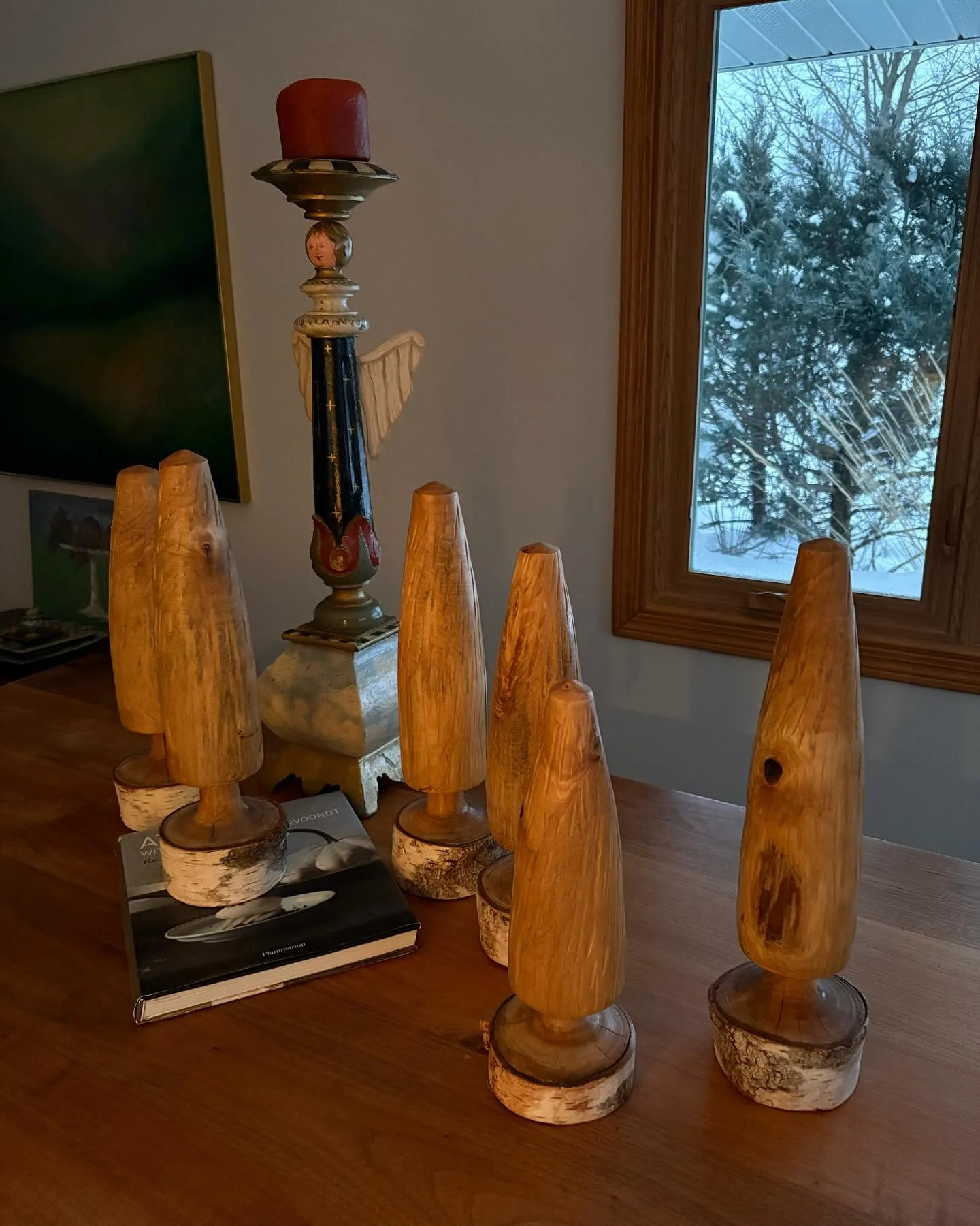 Get one while they last! Lovely hand carved trees by Dave McFadden. In store now.  #pastbasketmilwaukee #holidaygiftshopping #artisan #shopsmall #holidaydecor #natureinspiredgifts #holidaysetting #mke #414milwaukee #carvedtrees #christmastreedecor