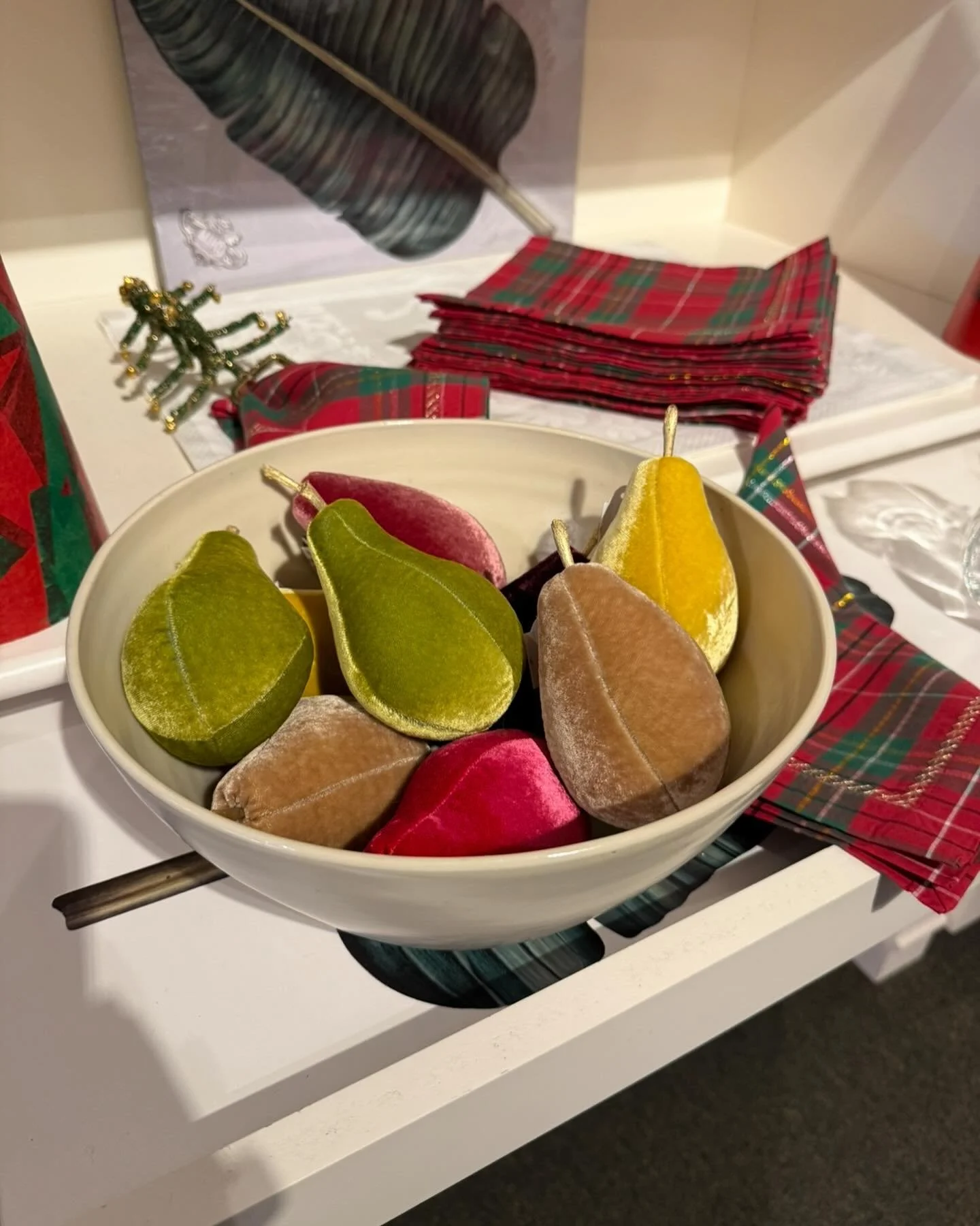 One pear, two pear, three pear, four. 🍐 Can always count on inventory! 

Past Basket will open later tomorrow Monday the 5th at 1:00. 

Our holiday sale continues to grow, 40% off while supplies last. Thank you. 

#pastbasketmilwaukee #shopsmall #mk