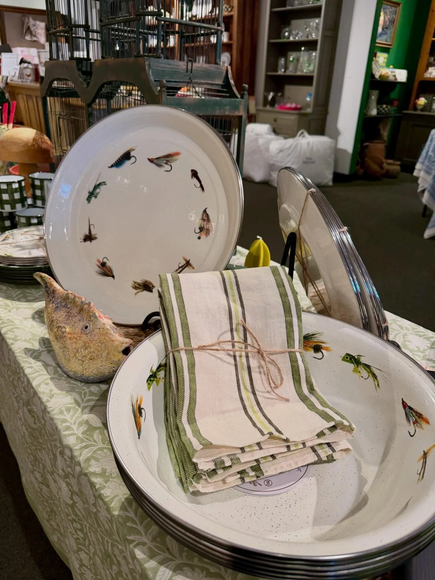 SPOTLIGHT: we have the fly fishing plates right out of The Madison (@themadisonpplus )! Used by Michelle Pfeiffer and her family in their Montana home on the new TV show The Madison, these are the exact plates featured and we got lucky because we ord