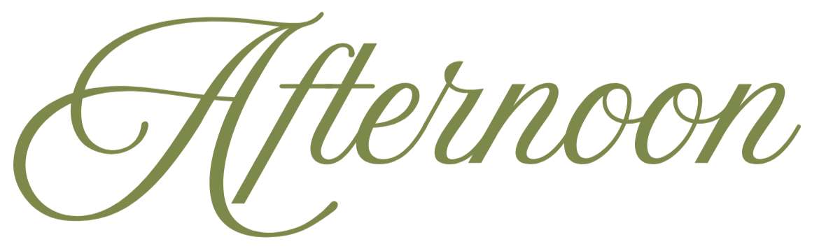 Stylized text that reads "Afternoon" in cursive font with a greenish color.
