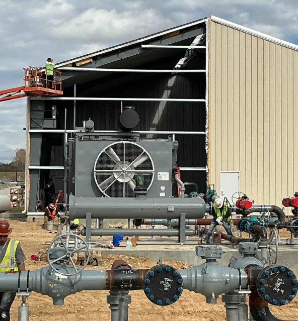 Natural gas station piping and valves