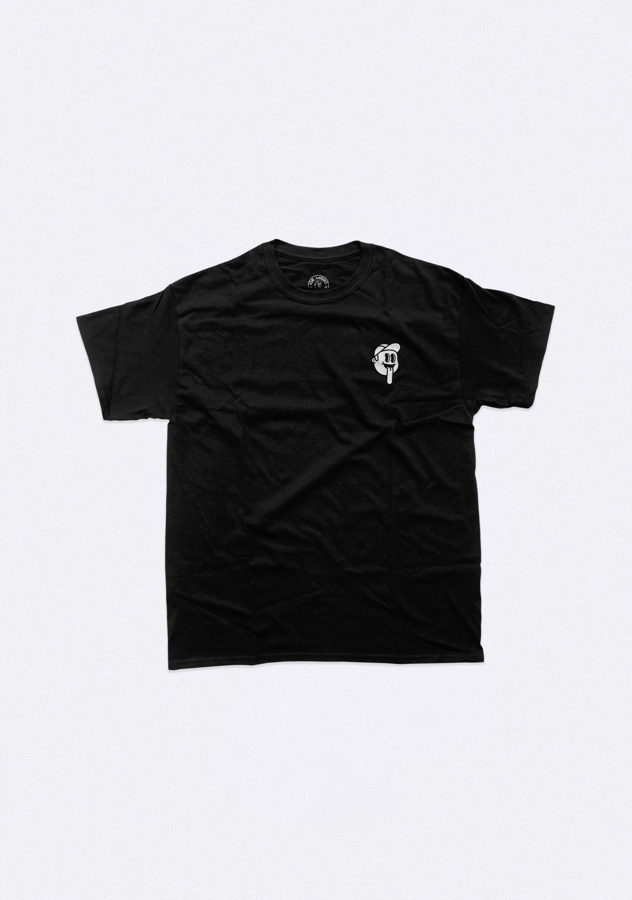 Black T-Shirt with white Crispy Boi logo left breast