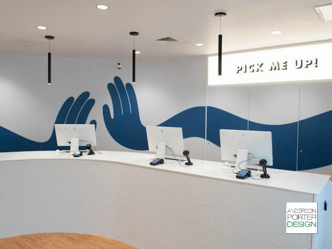 At this dispensary, a simple wave becomes a welcoming gesture that brings the brand to life. Custom decals and bold graphics bring a sense of movement and fun into the space, transforming a transaction point into a memorable experience.

We believe t